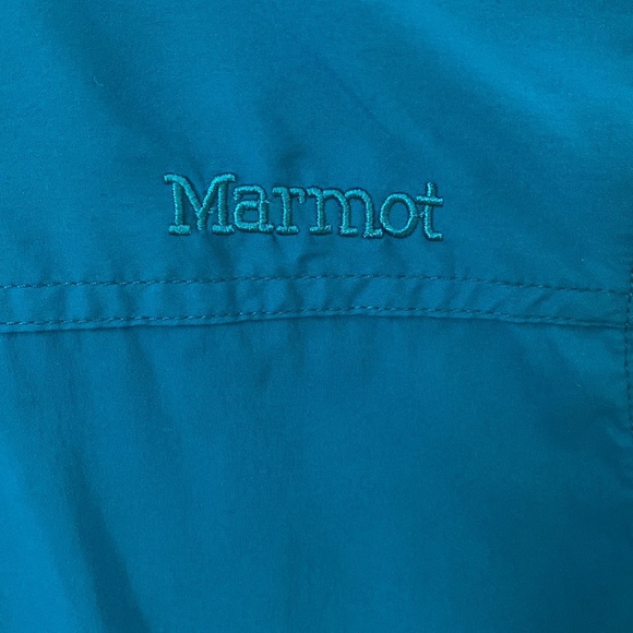 Marmot Long Sleeve Button Down Shirt Small Zippered Side Pocket, Blue - Picture 7 of 11